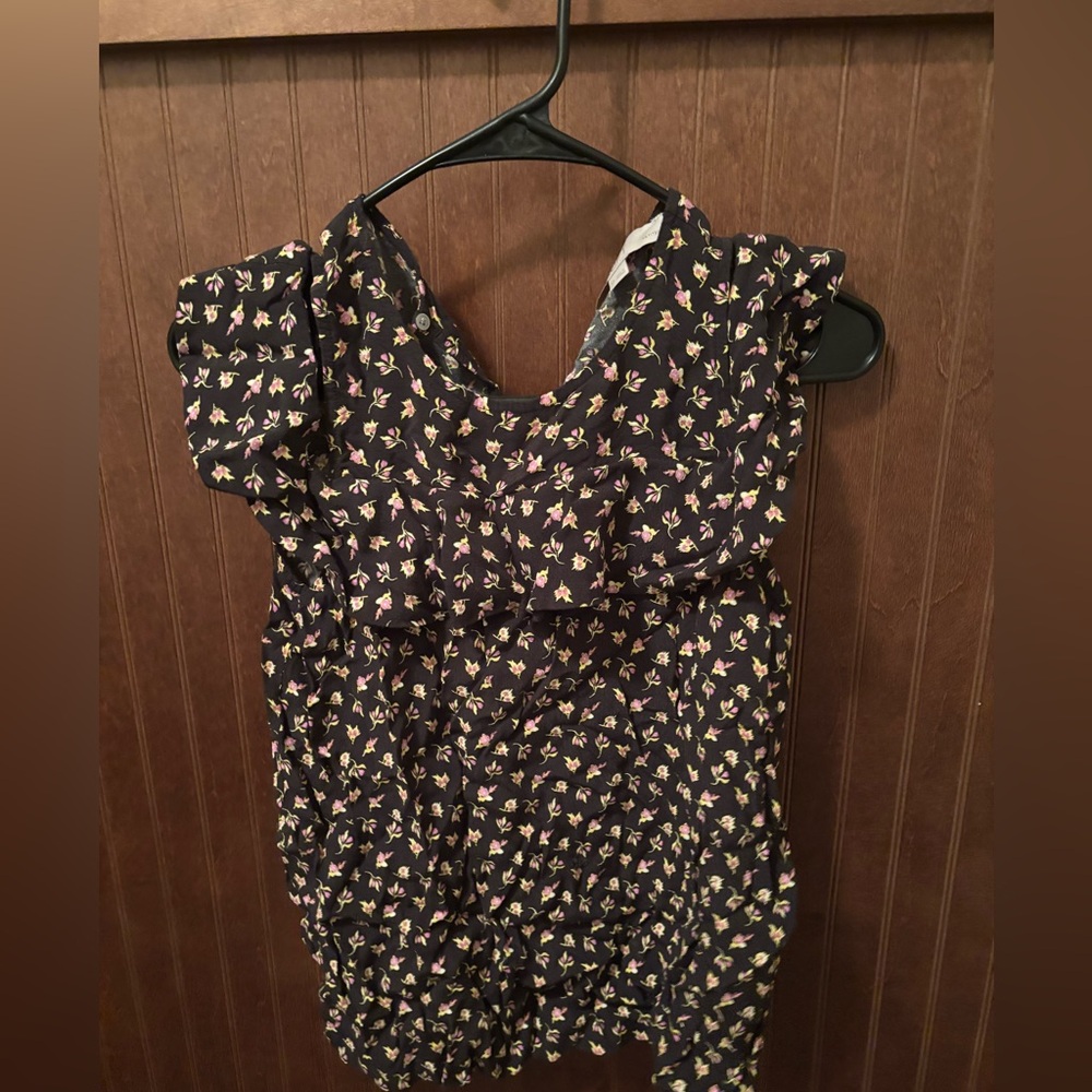 LOFT Black Floral Blouse